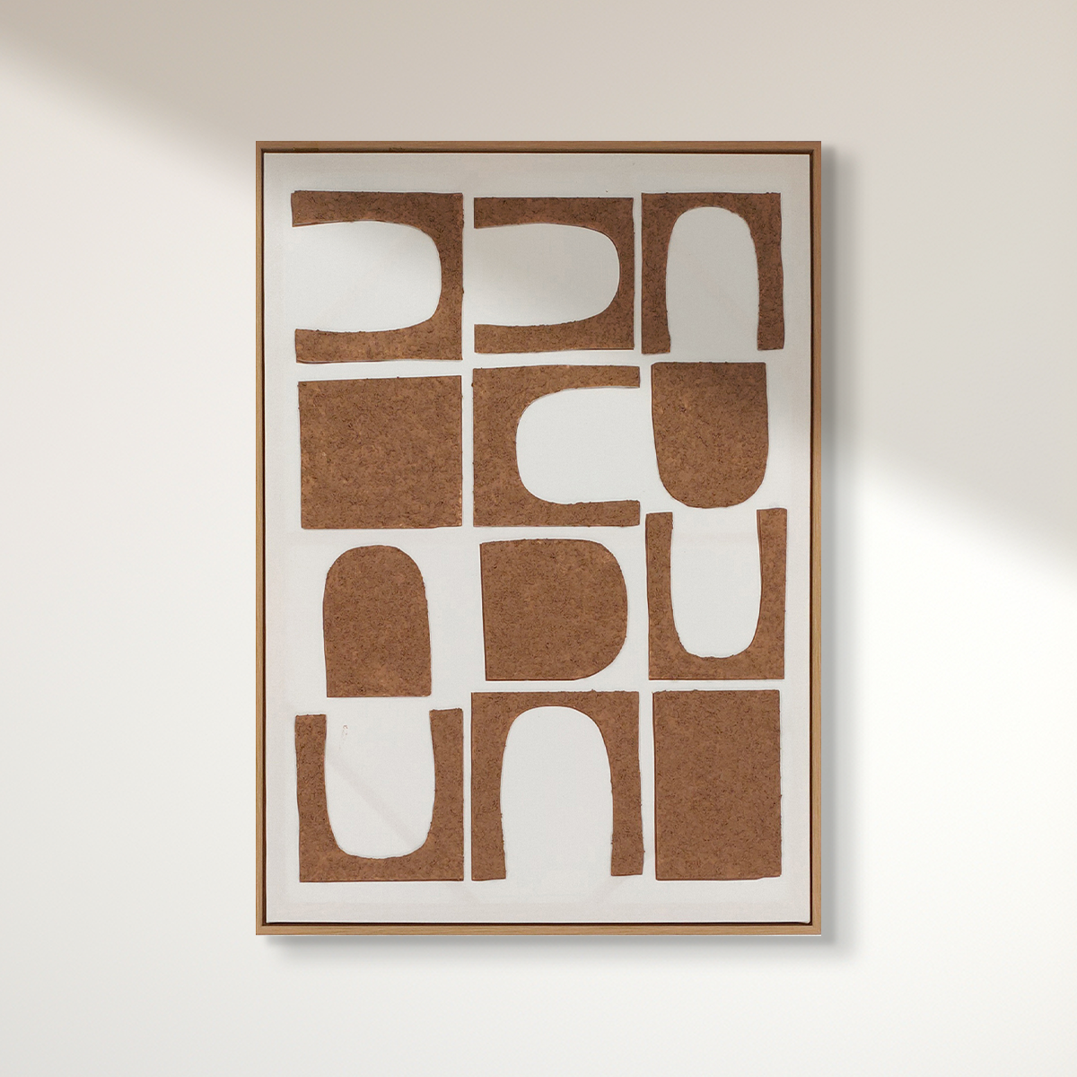 Abstract textured wall art affordable oil painting brown shapes portrait on wooden frame