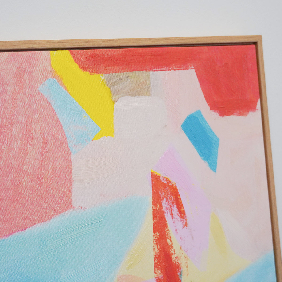 Abstract textured wall art affordable oil painting close up colourful summer pink portrait