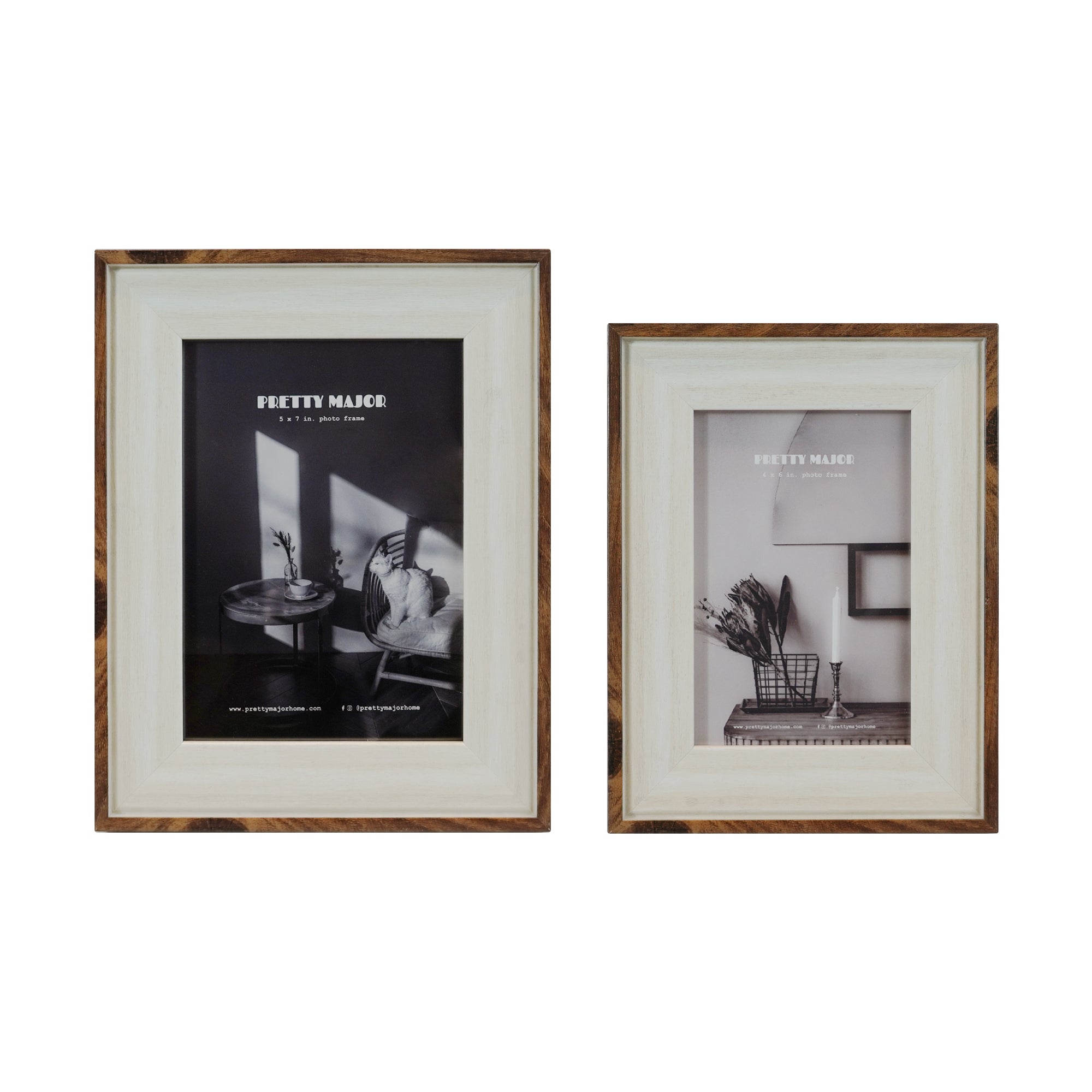 Teak wood and stone white picture frame 4r and 5r photo size