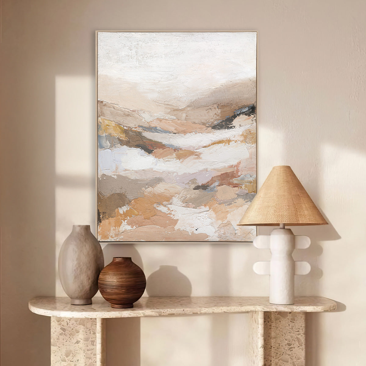 Echoes of Clay: Hand Painted Wall Art (90x120cm)