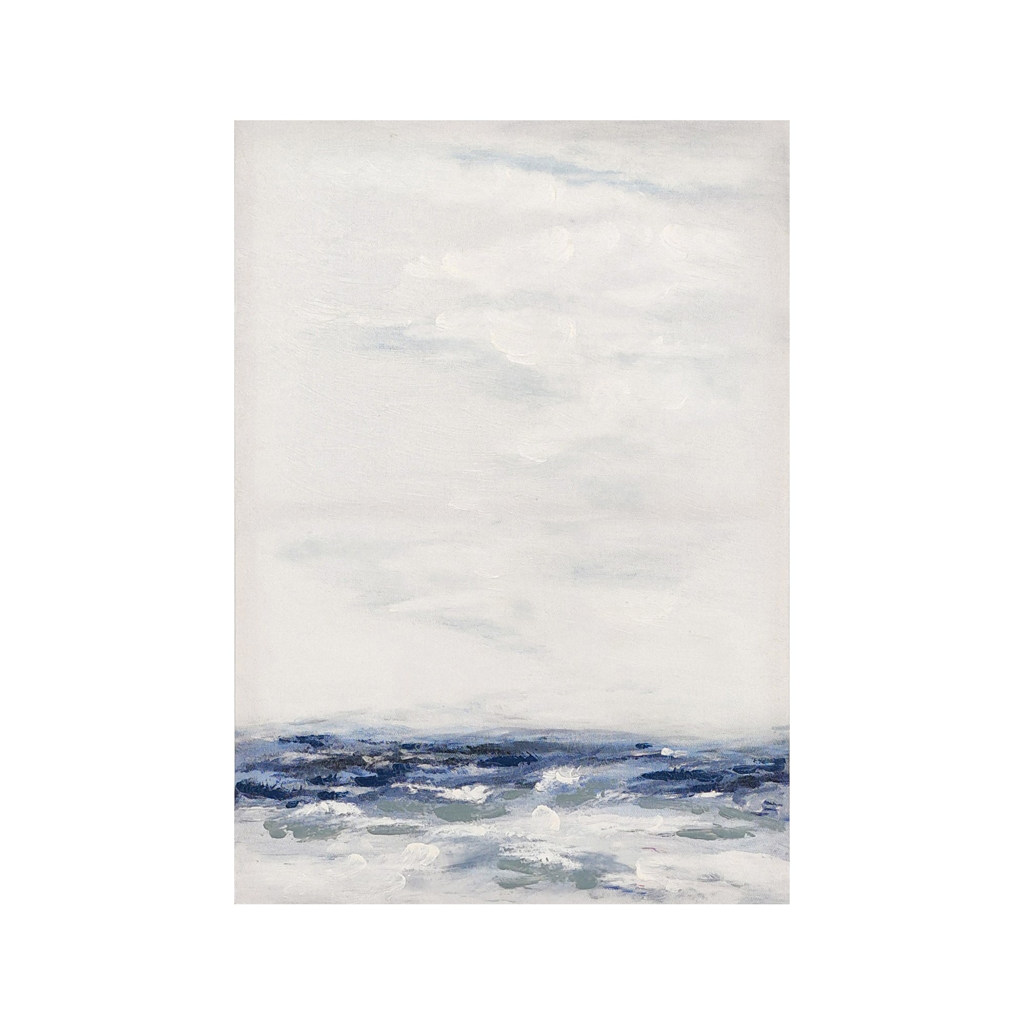 Abstract textured wall art affordable oil painting unframed white and blue sea portrait
