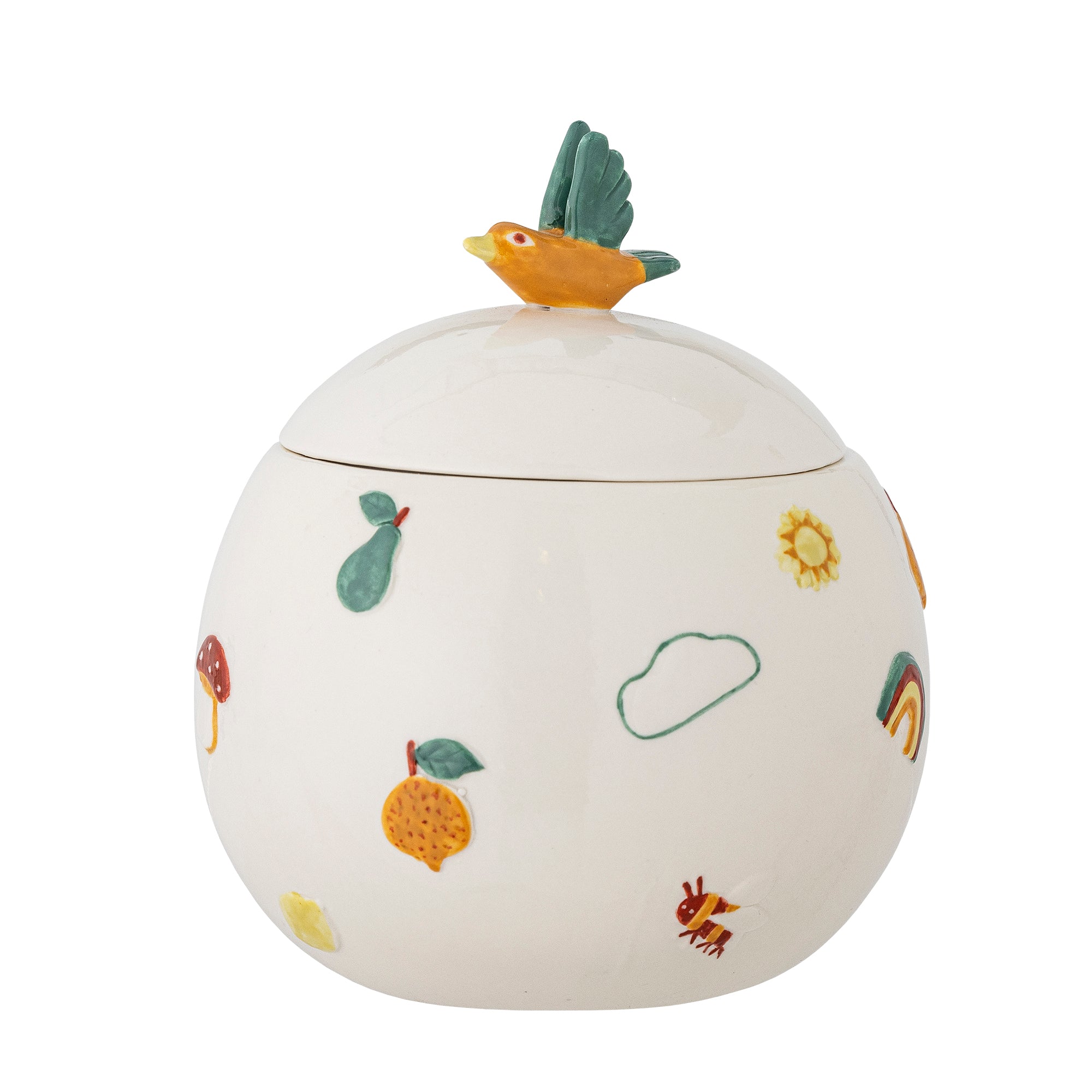 Bloomingville Agnes Jar w/Lid, White, Stoneware (D12xH15 cm)