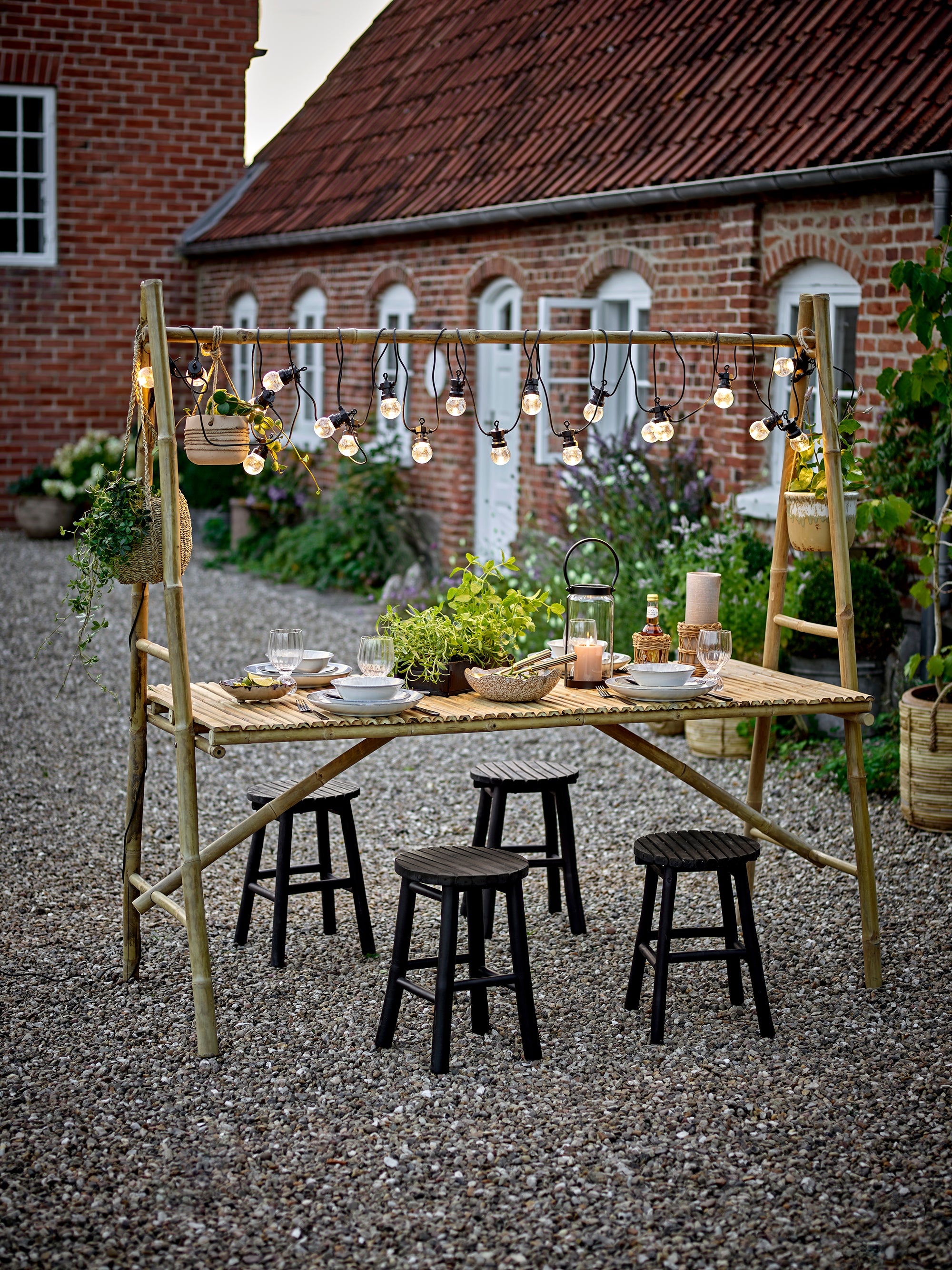 Bloomingville Bilbo Stool, Black, Bamboo (D30xH44 cm)