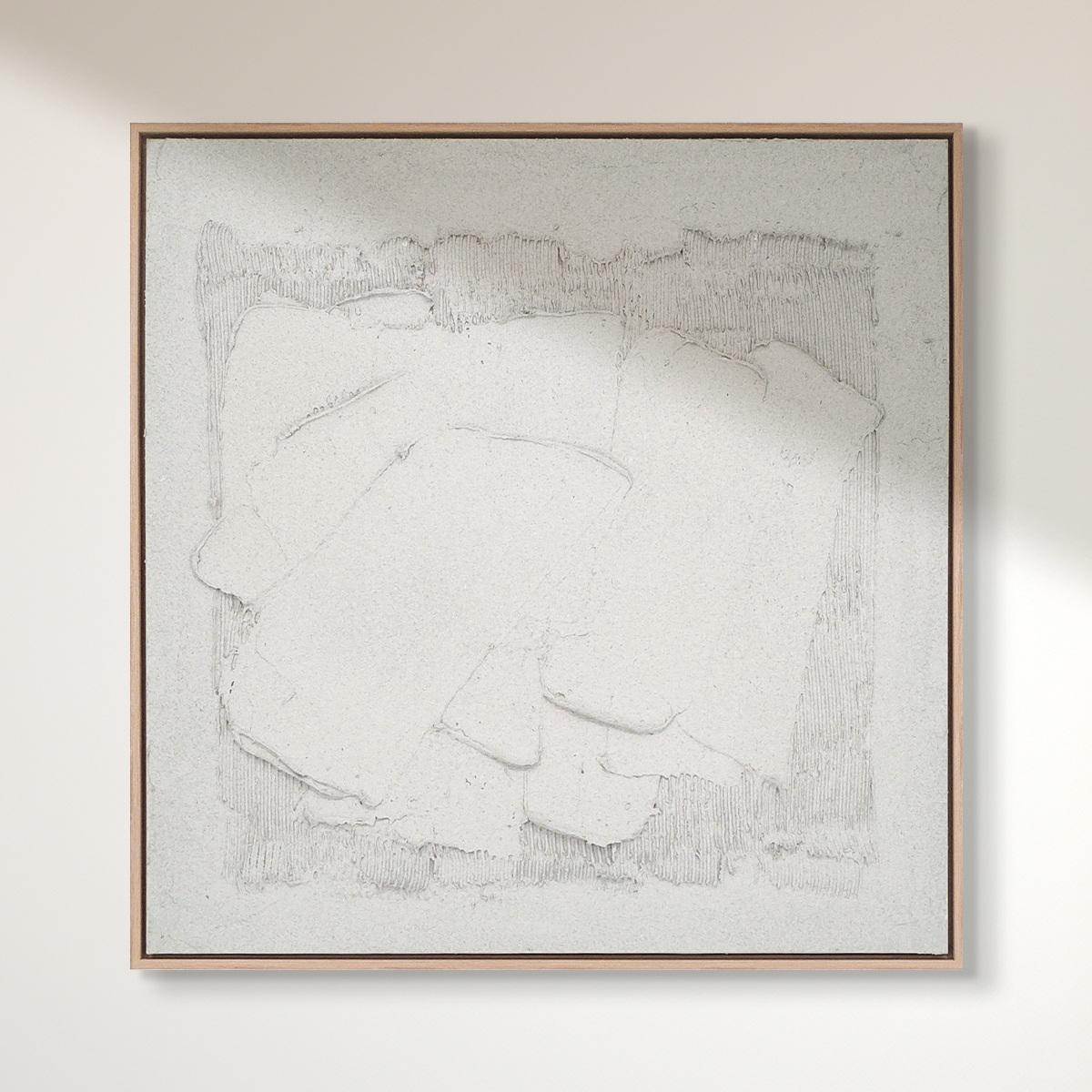 Abstract textured wall art affordable oil painting framed white concrete square large