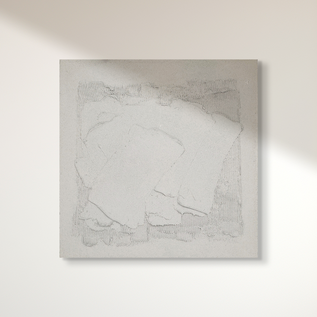 Abstract textured wall art affordable oil painting white concrete square on stretched canvas