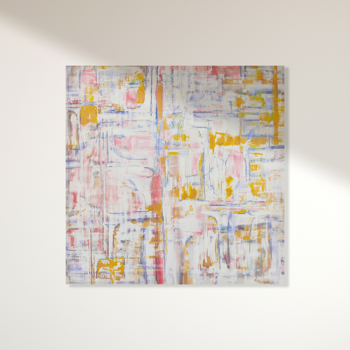 Abstract textured wall art affordable oil painting unframed colourful square on stretched canvas