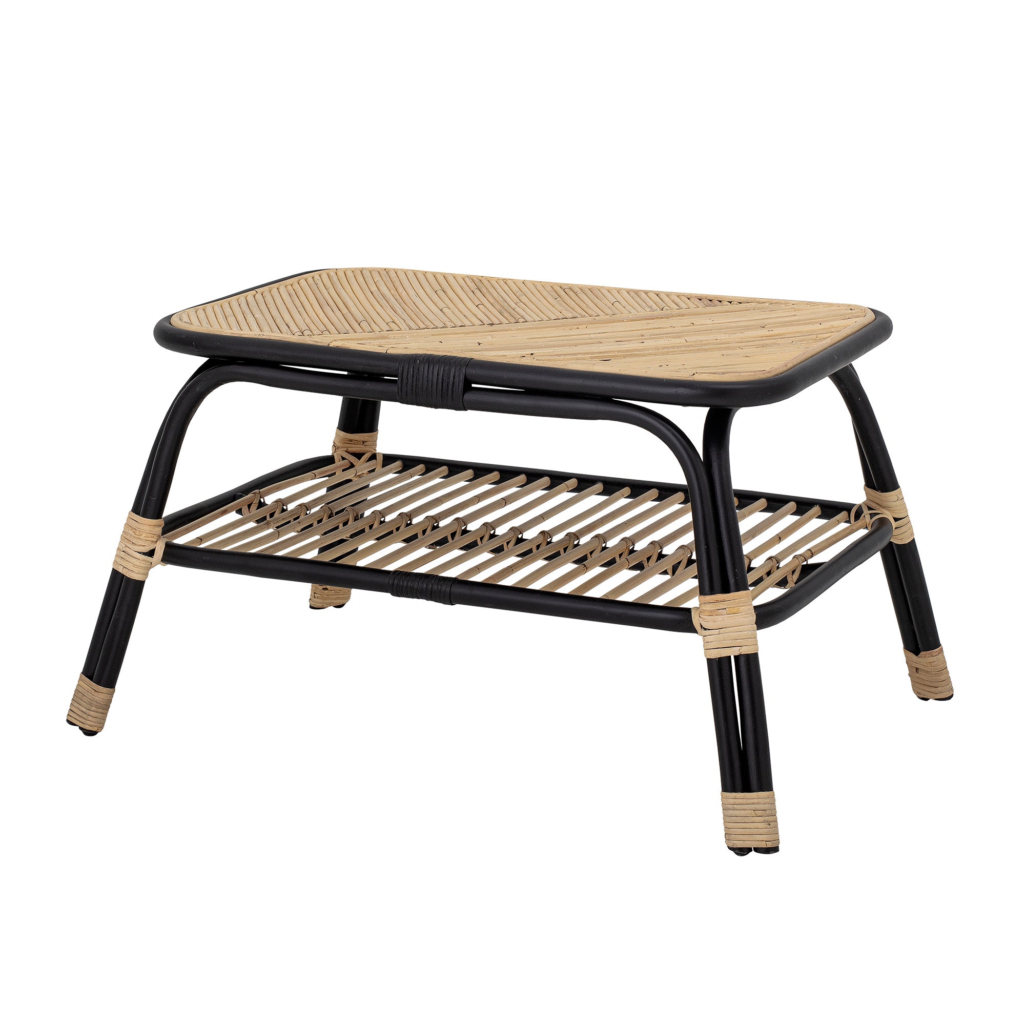 Bloomingville Loue Coffee Table, Black, Rattan (L79xH42xW54 cm)