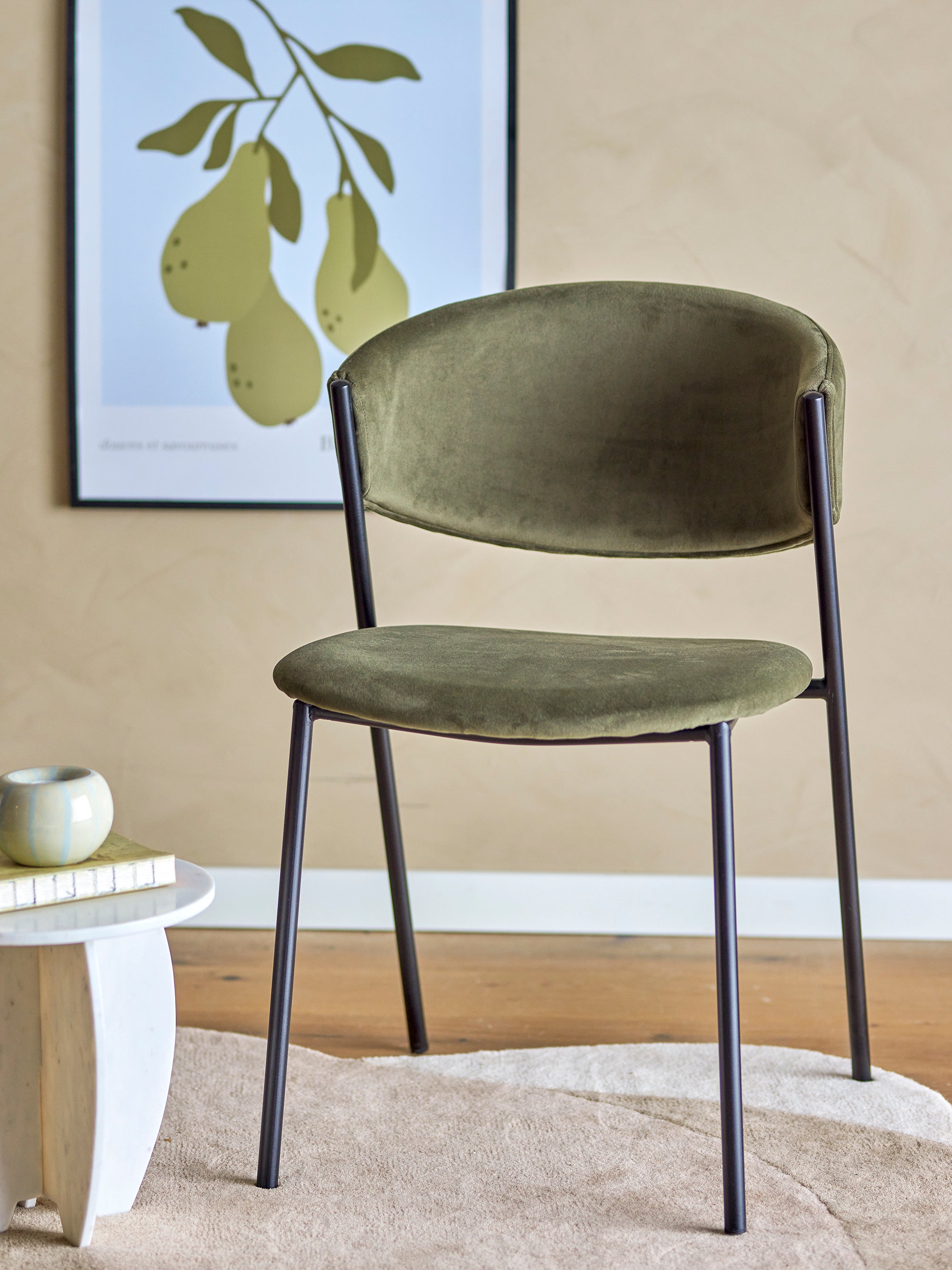 Bloomingville Marlo Dining Chair, Green, Velvet (L49xH79xW54 cm)