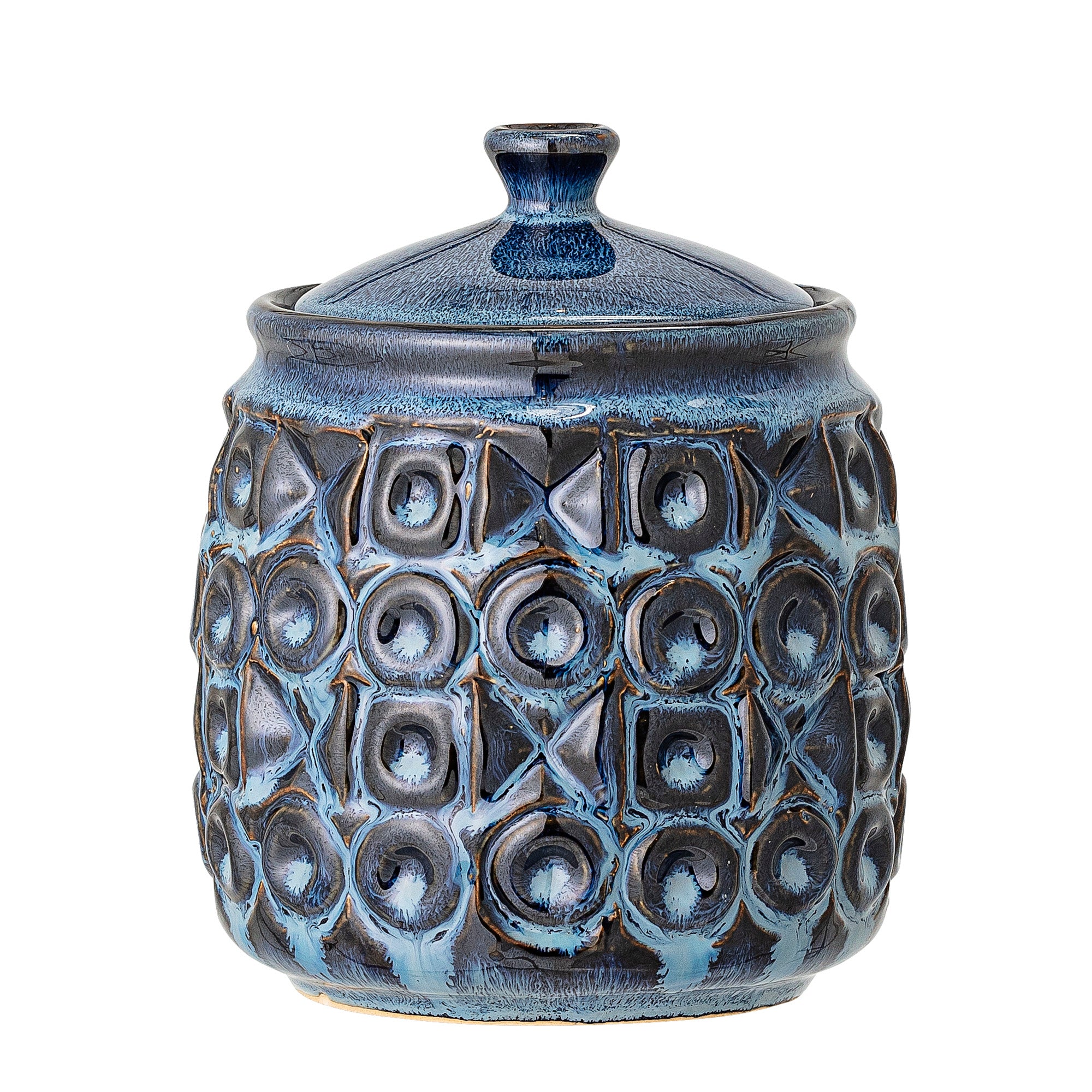 Bloomingville Nena Jar w/Lid, Blue, Stoneware (D13xH15.5 cm)