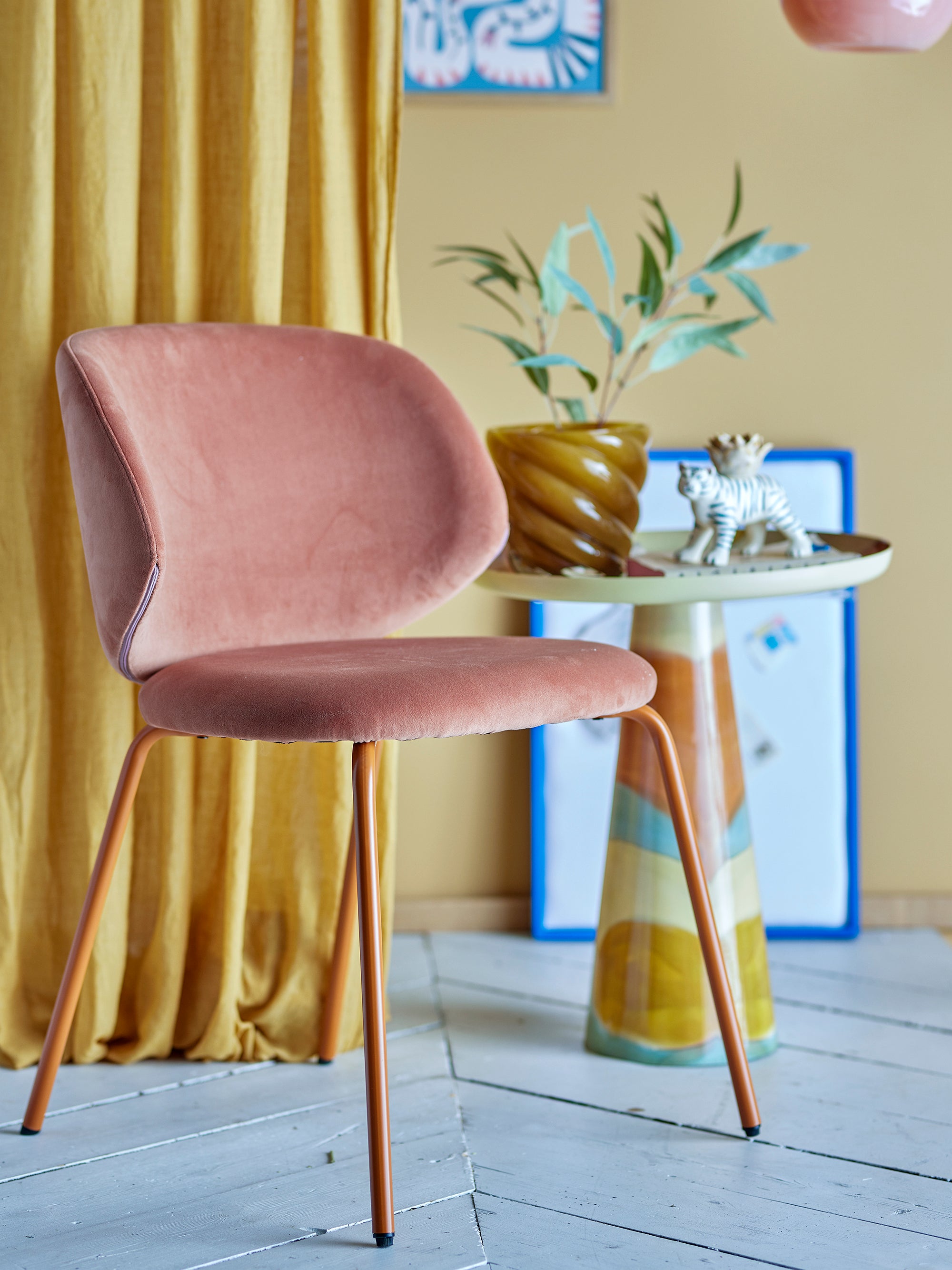 Bloomingville Ponte Dining Chair, Orange, Velvet (L53xH77xW55 cm)