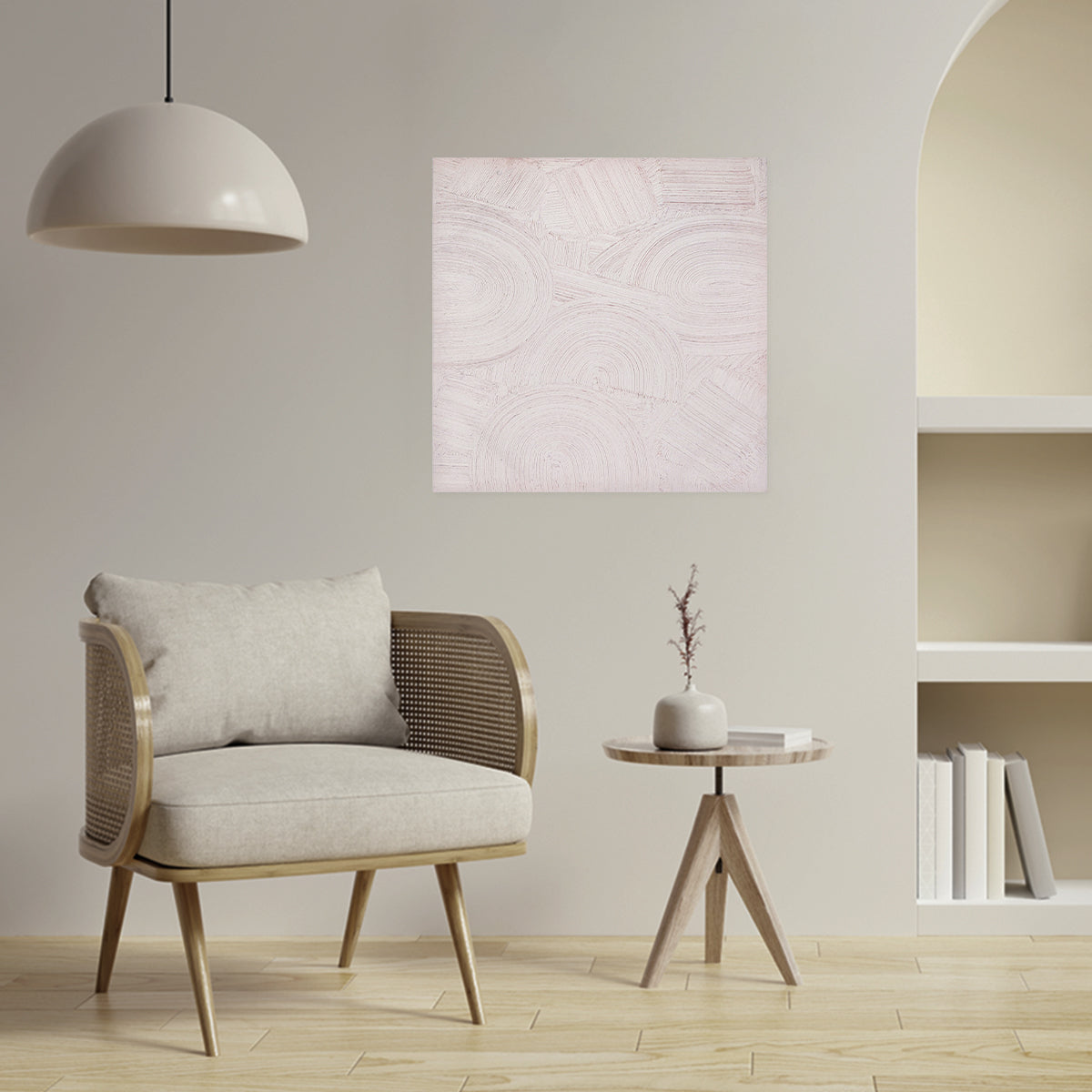 Abstract textured wall art affordable oil painting unframed white zen square in living room