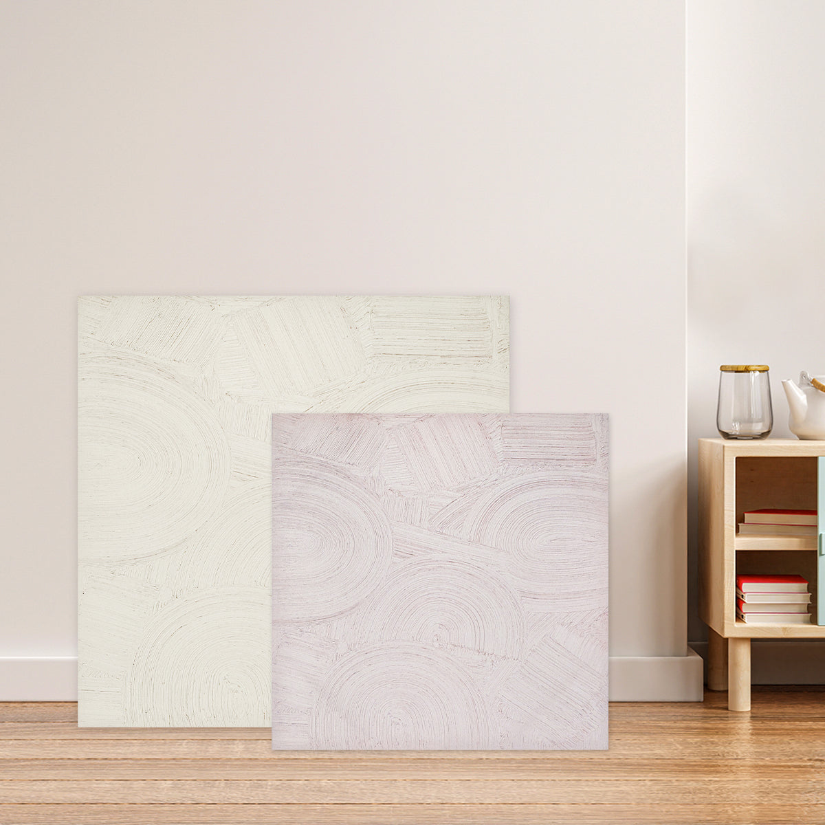 Abstract textured wall art affordable oil painting unframed white zen square in two sizes