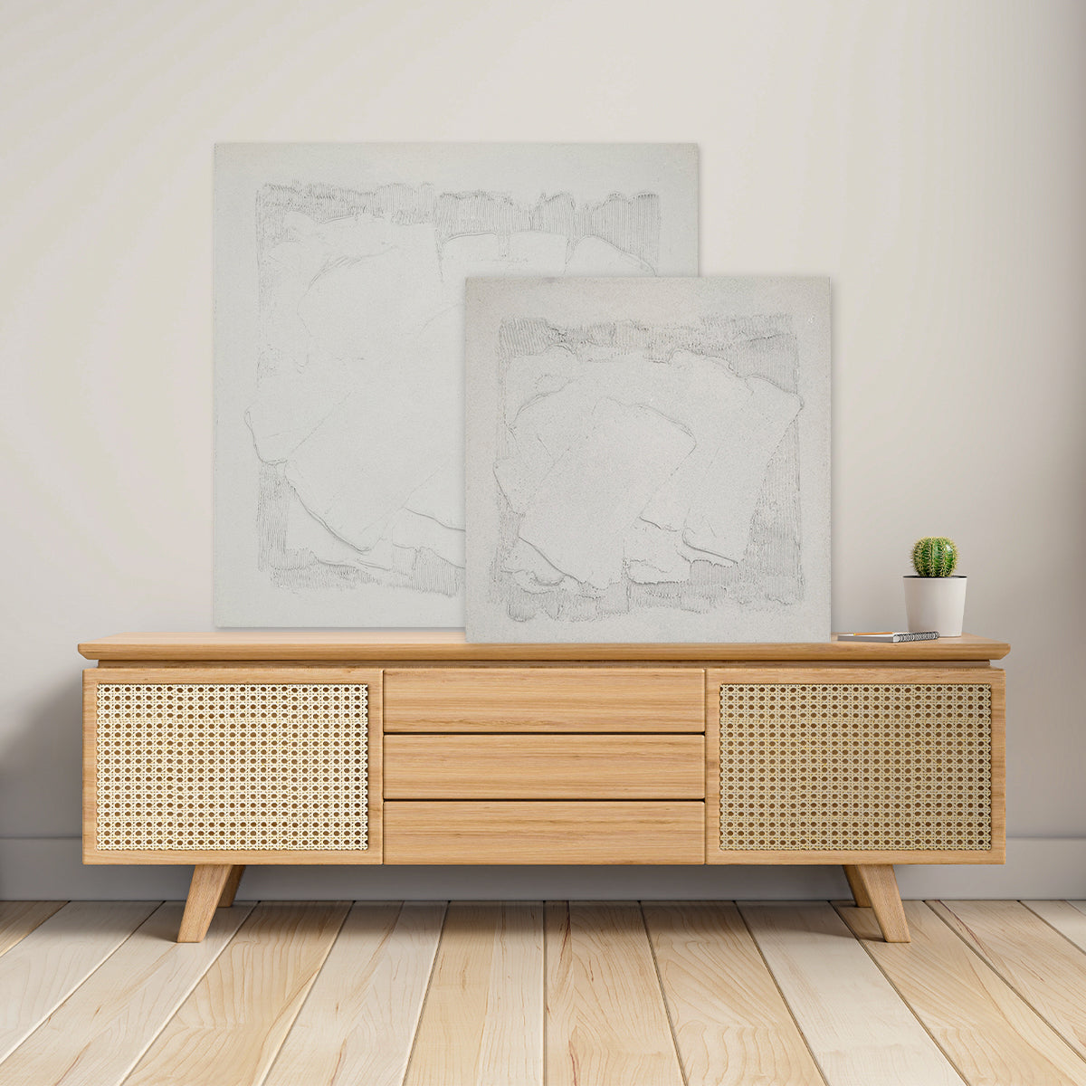 Abstract textured wall art affordable oil painting unframed white concrete square in two sizes