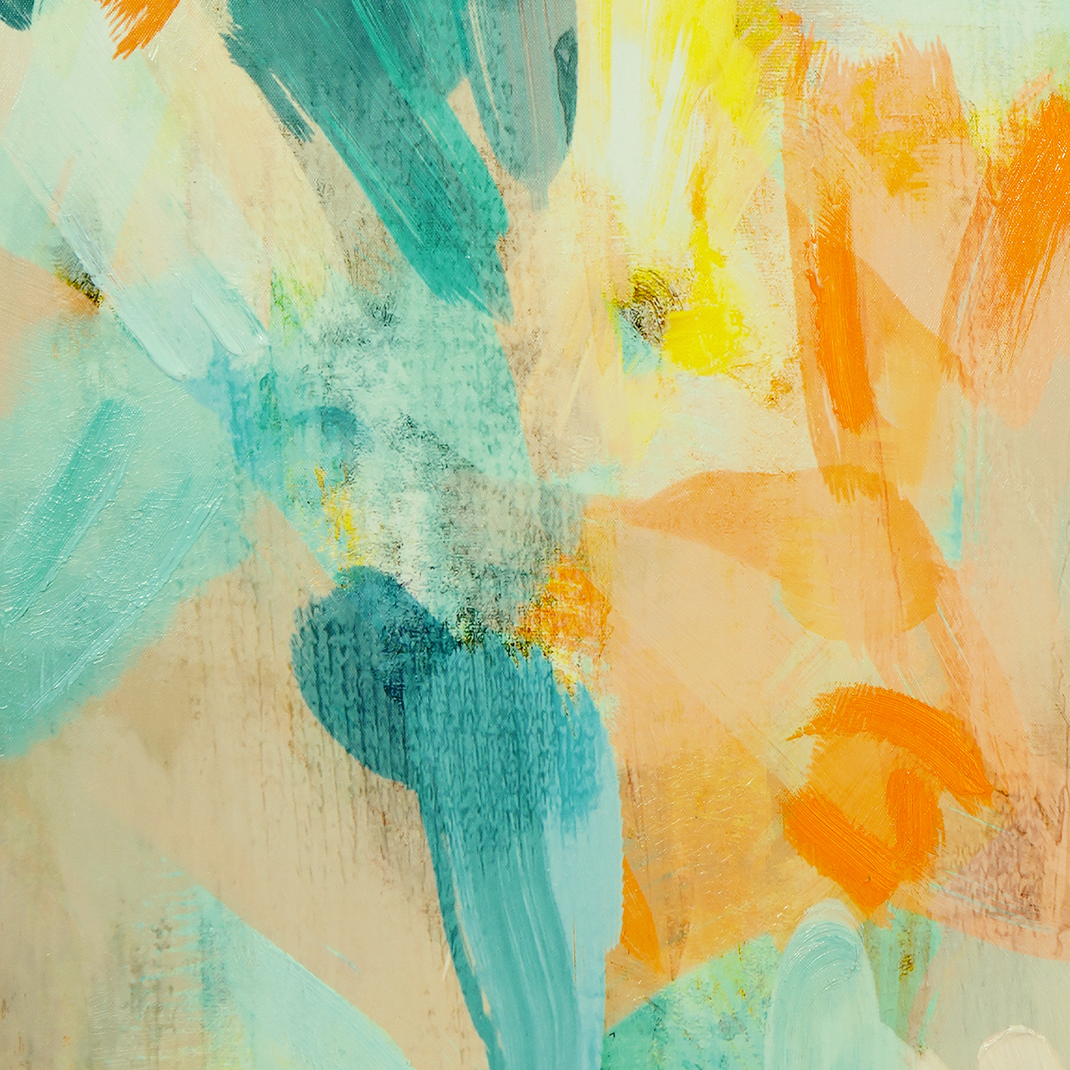 summer fields abstract blue green orange yellow turquoise happy summer colours oil painting close up