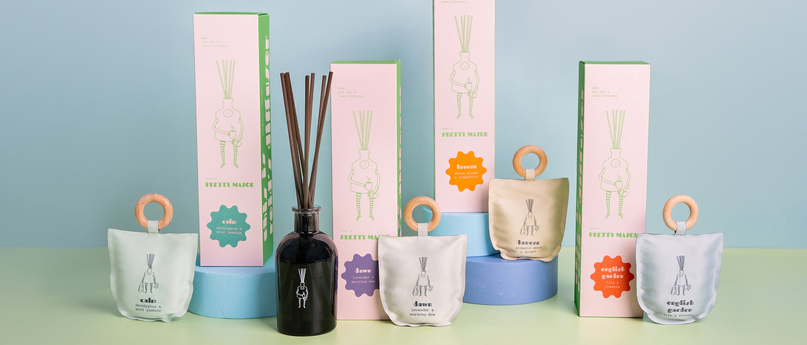 pretty major home fragrance scent reed diffuser and scented sachet
